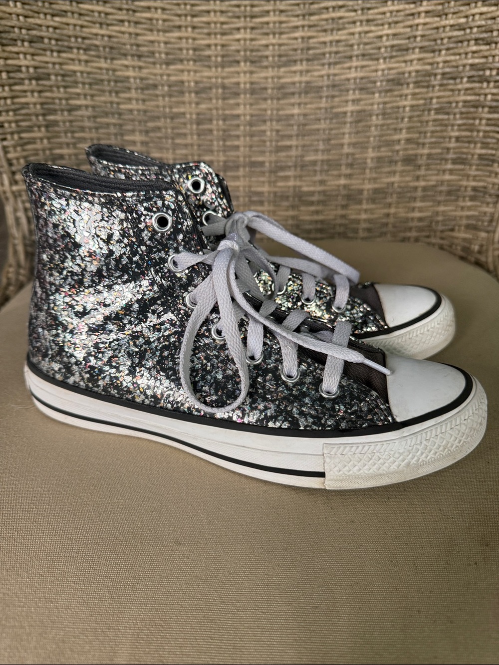 Converse Kids' Glitter High-Top Sneakers - Black/Silver